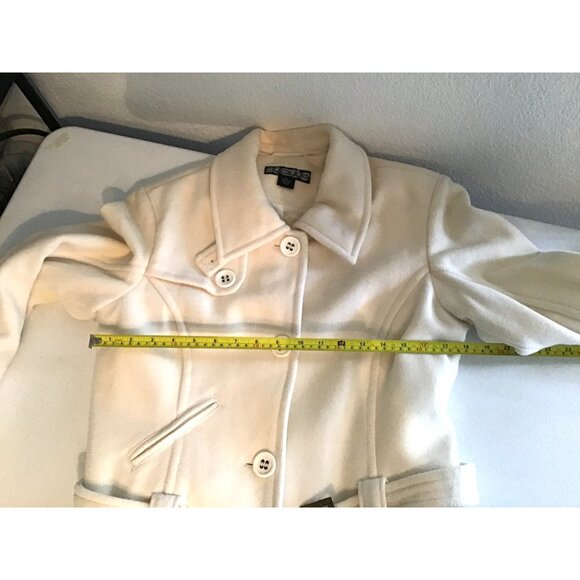 STATIC - WOMENS OFF-WHITE BUTTON-DOWN WOOL JACKET WITH BELT SIZE X-LARGE - Picture 5 of 7